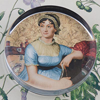 Jane Austen Glass Round Paperweight