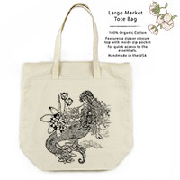Mermaid La Luxure Organic Cotton Large Market Tote Bag