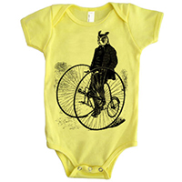 Gentleman Owl on a Bicycle one piece 6-12 months - TIMT