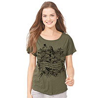 Alice Flamingo Birds of a Feather Tri-Blend Wide Neck Dolman Tee Shirt