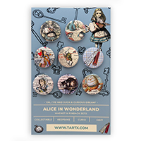 Alice in Wonderland Set of 8 magnets or pinback buttons
