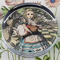 Alice Holding The White Rabbit Glass Round Paperweight