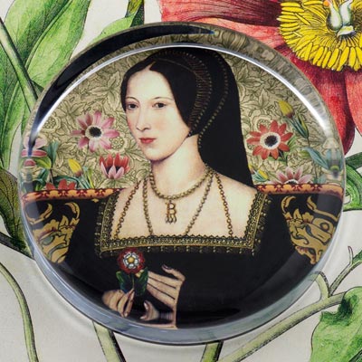 Anne Boleyn Glass Round Paperweight