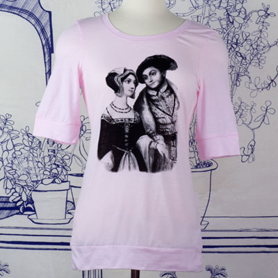 Anne Boleyn & Henry VIII Elbow Length Pink T-Shirt