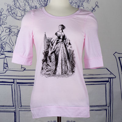 Anne Boleyn Elbow Length Pink T-Shirt