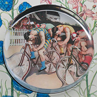 Bicycle Race Glass Round Paperweight