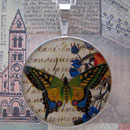 Butterfly with Flowers Sterling Pendant