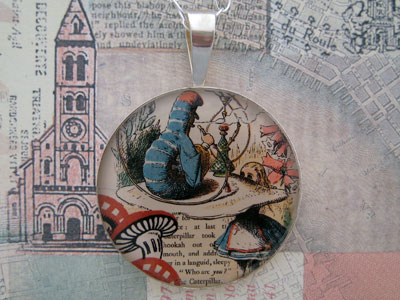 Alice and The Caterpillar Sterling Pendant