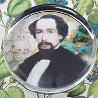 Charles Dickens Glass Round Paperweight