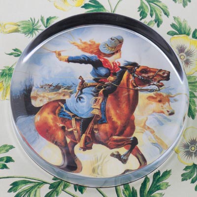 Cowgirl on Galloping Horse Paperweight
