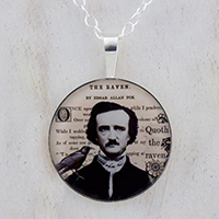Edgar A. Poe and The Raven Sterling Pendant
