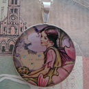 Fairy Girl with Pumpkin Sterling Pendant