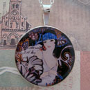 Flapper Deco Girl Sterling Pendant 
