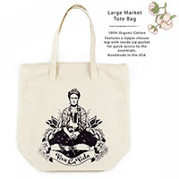 Frida Viva La Vita Organic Cotton Large Market Tote Bag