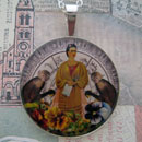 Frida Kahlo with The Two Monkeys Sterling Pendant