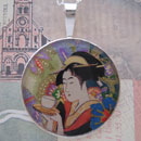Geisha with Tea Sterling Pendant