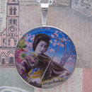 Geisha with Violin Sterling Pendant