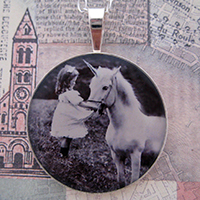 Girl and Her Unicorn Sterling Pendant