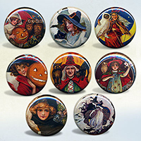 Halloween Witch Magnet and Badge Sets