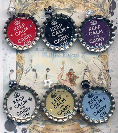 Keep Calm Carry On Propaganda Poster Drink Charms