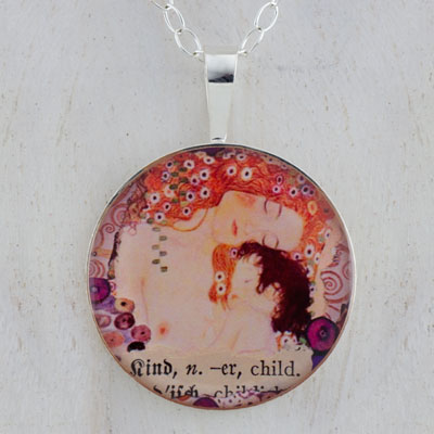 Klimt Mother and Child Sterling Pendant