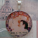 Klimt Mother and Child Sterling Pendant