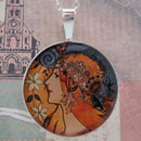 Alphonse Mucha Zodiac le Plume Sterling Pendant