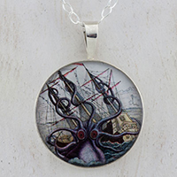 Colossal Octopus Kracken Sterling Pendant