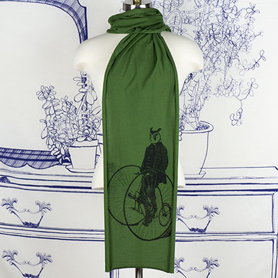 Gentleman Owl on a Bicycle Scarf