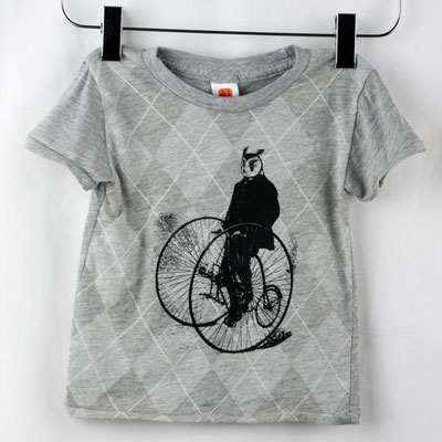 Gentleman Owl on a Bicycle Kids Tee 3-6 Month - TIMT