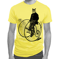 Gentleman Owl on a Bicycle Large Men's or Unisex T-shirt