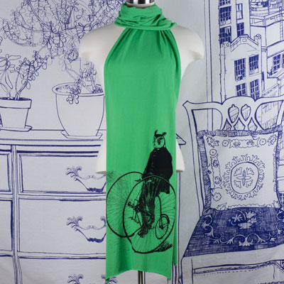 Gentleman Owl on a Bicycle Scarf