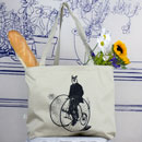 Gentleman Owl on a Bicycle Large Tote Bag