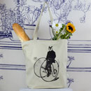 Gentleman Owl on a Bicycle Tote Bag