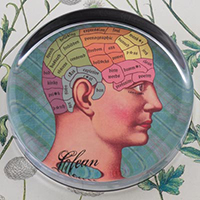 Phrenology Head Glass Round Paperweight