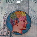 Phrenology Head Sterling Pendant