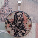 Posada Calavera with Guitar Sterling Pendant