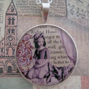 Red Riding Hood Antique Illustration Sterling Pendant