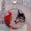 Red Riding Hood and the Wolf Sterling Pendant