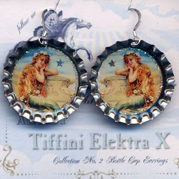 Serene Mermaid Bottle Cap Earrings