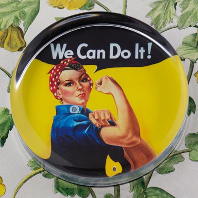 We Can Do It! Glass Round Paperweight